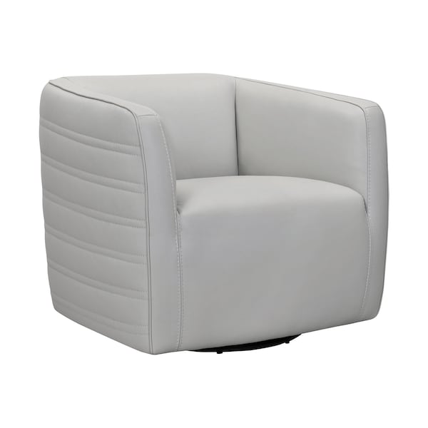 Armen Living Melanie Swivel Dove Gray Genuine Leather Barrel Chair LCMECHDV - main